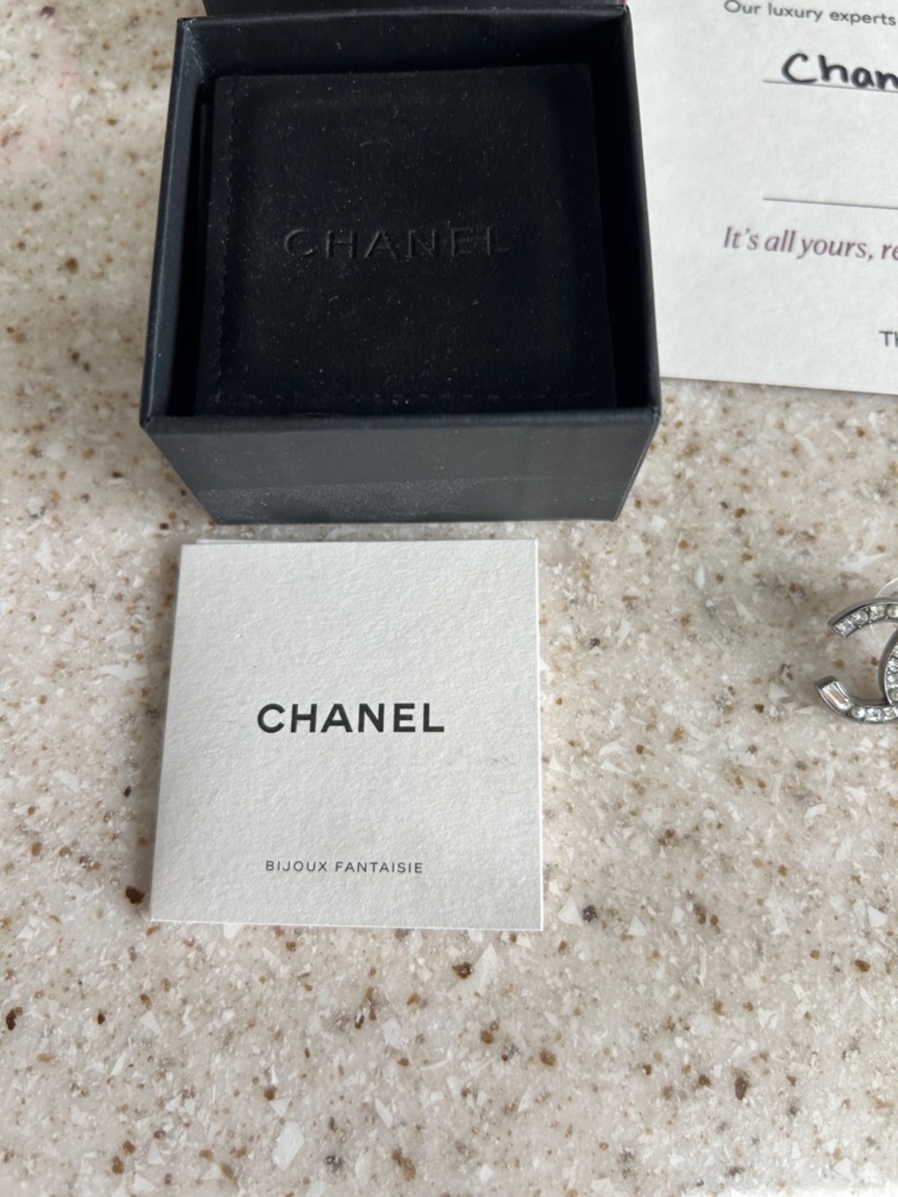 CHANEL Silver CC Crystal Logo Earrings - Picture 6 of 15